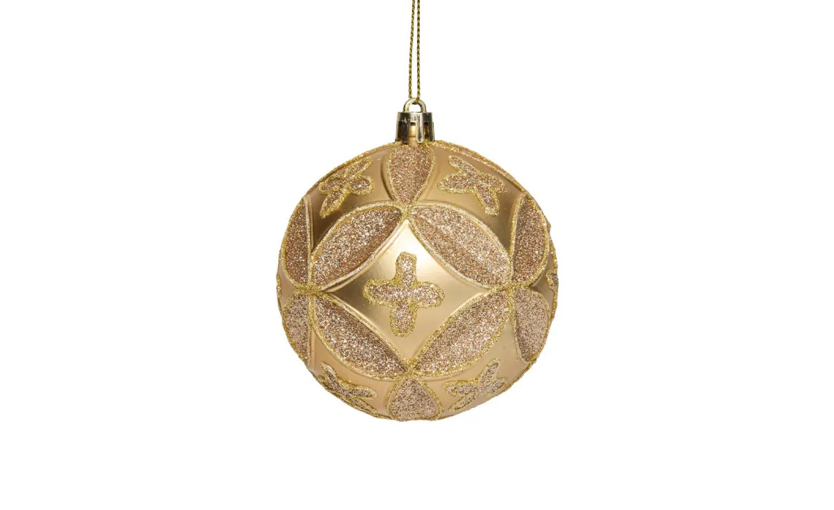 Plastična kugla Relief glitter 8 cm gold