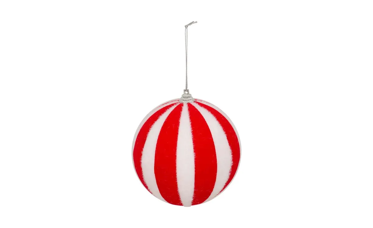 Plastična kugla striped 10 cm red/white