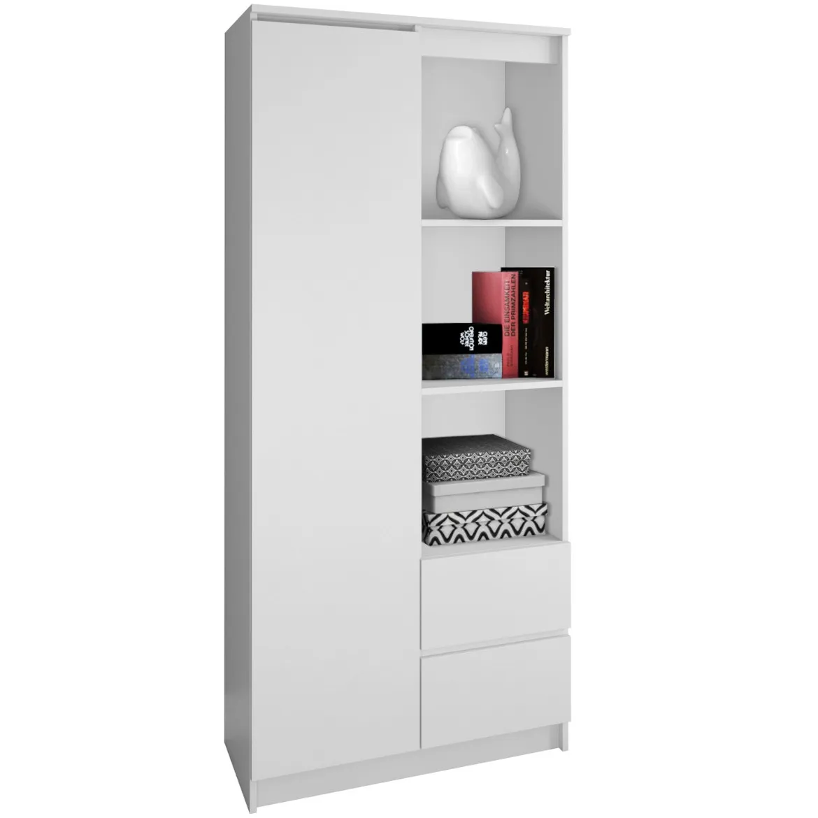 Polica rs-80 Office vrata+2 fioke+3 otvora 80x35x180 bela