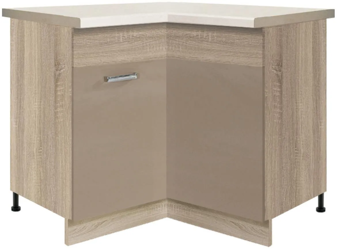 Premio 16d ugaoni kuhinjski element 1 vrata 90x90x82 cm natur (sonoma hrast)/cappuccino