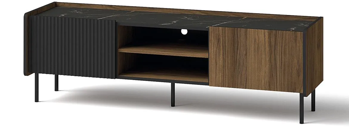 Prestigo P7 TV komoda 2 vrata+2 otvora 150x40x47,1 cm orah/crni