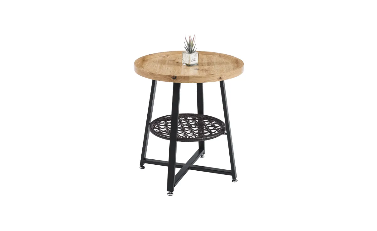 Primrose klub sto D55x53 cm natur/crni PVC ratan
