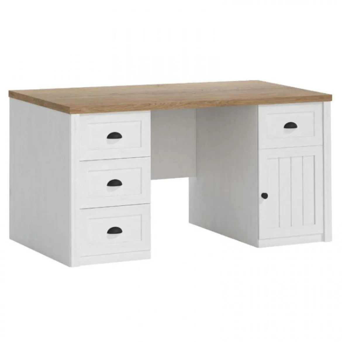 Provence radni sto  1 vrata + 4 fioke 160x67x76 cm  beli / tamni hrast