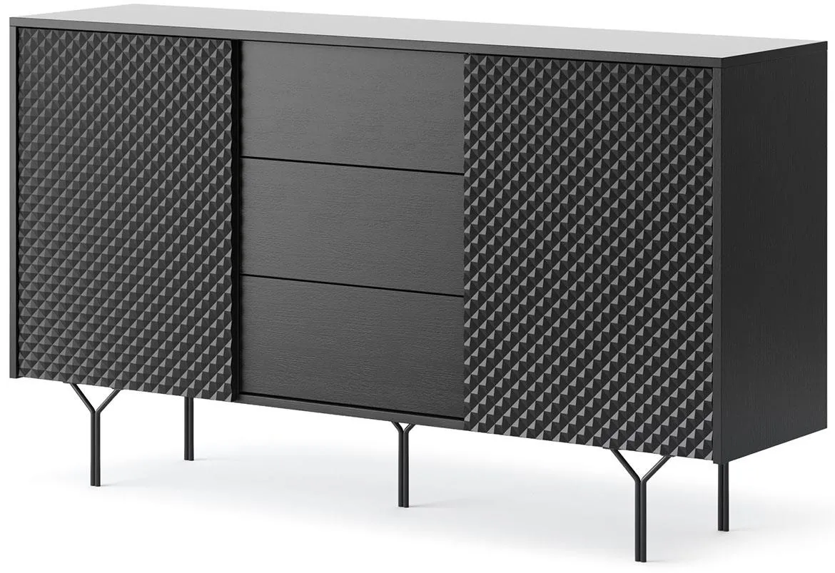 Raven KSZ144 2D komoda 2 vrata+3 fioke 144x37,5x83 cm crna