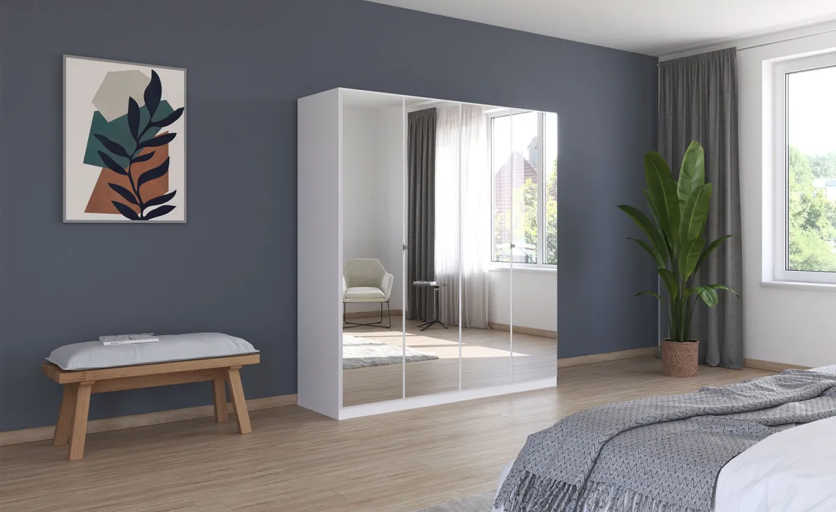 Reflect ormar 4 vrata/ogledalo 180x54x197 cm beli