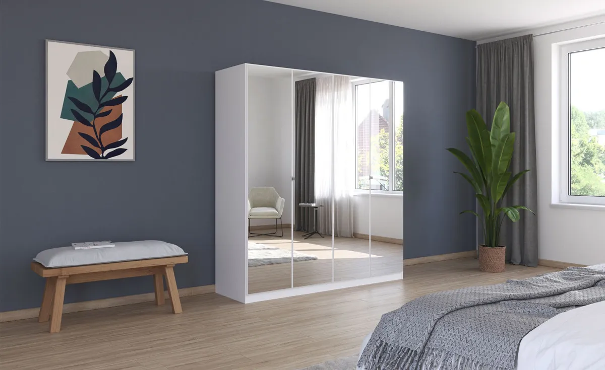 Reflect ormar 4 vrata/ogledalo 180x54x197 cm beli