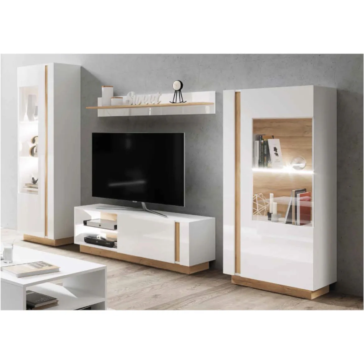 Regal  Arco 270 1x40x193 5 bela visoki sjaj/natur
