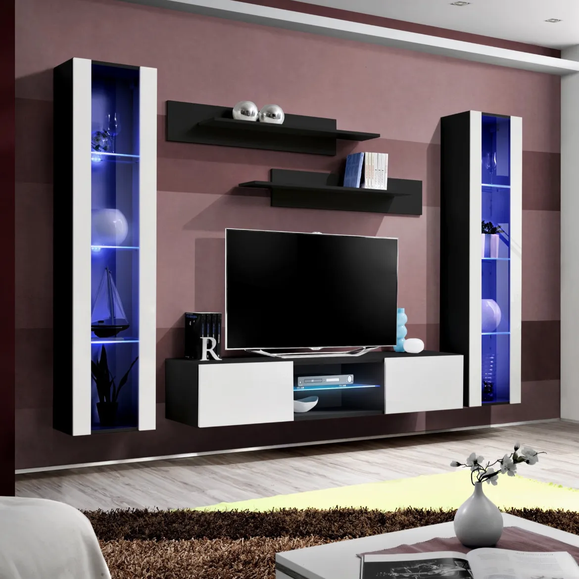 Regal  Fly 2 240x40x170 cm bela/ crna