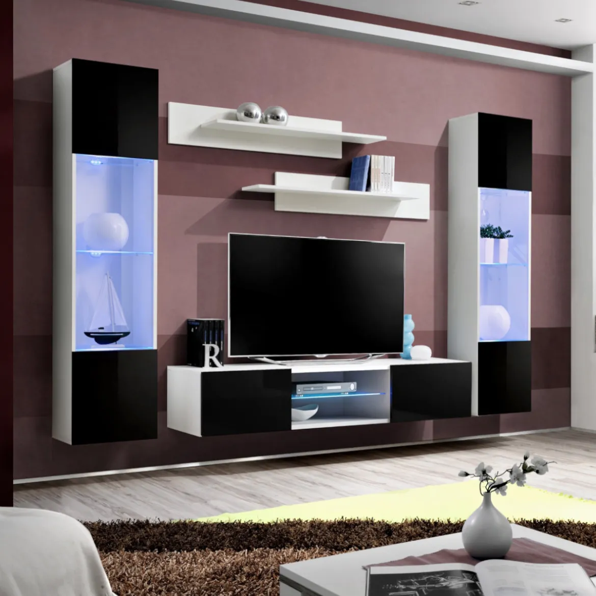 Regal  Fly 3 240x40x170 cm crna/bela