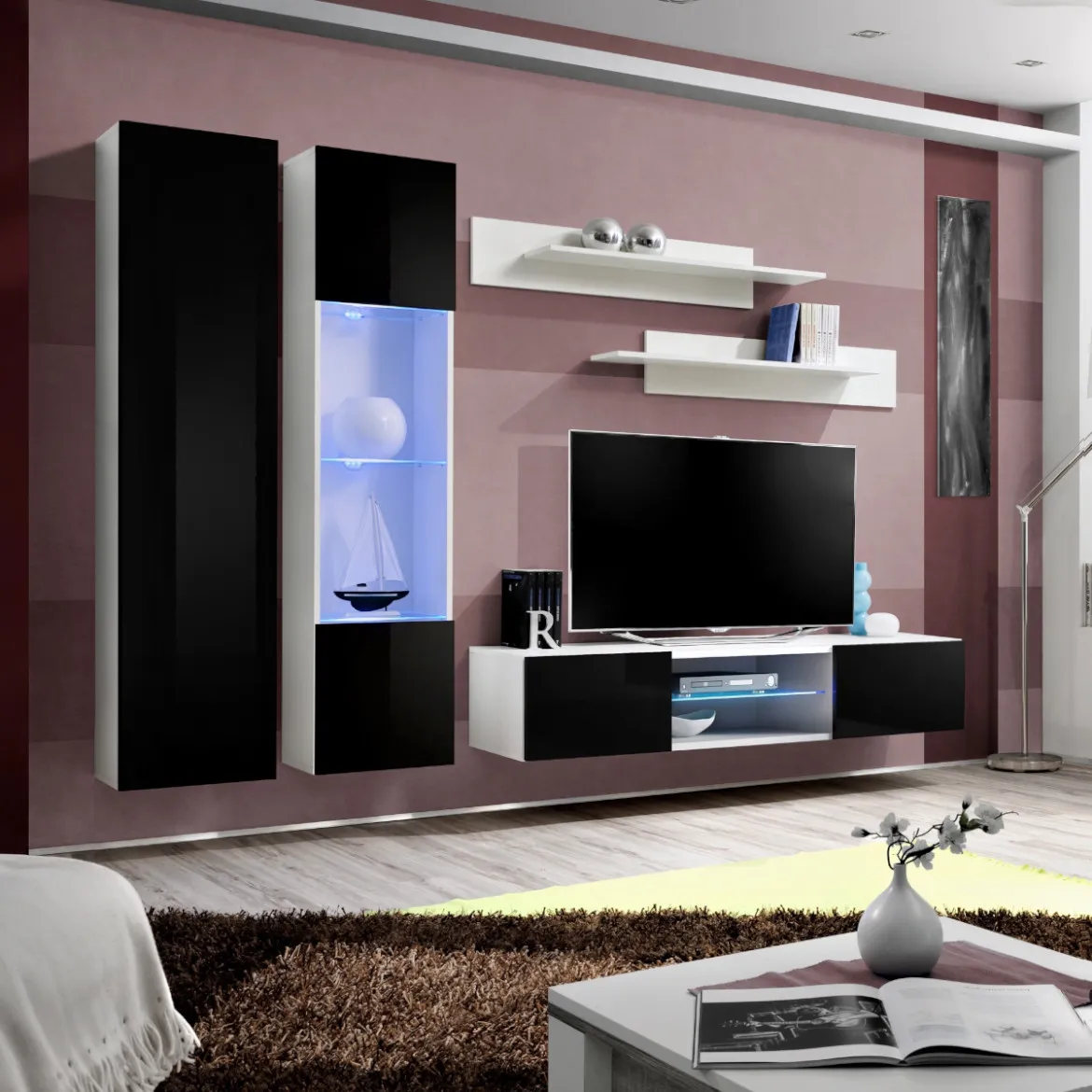 Regal  Fly 5 240x40x170 cm crna/bela