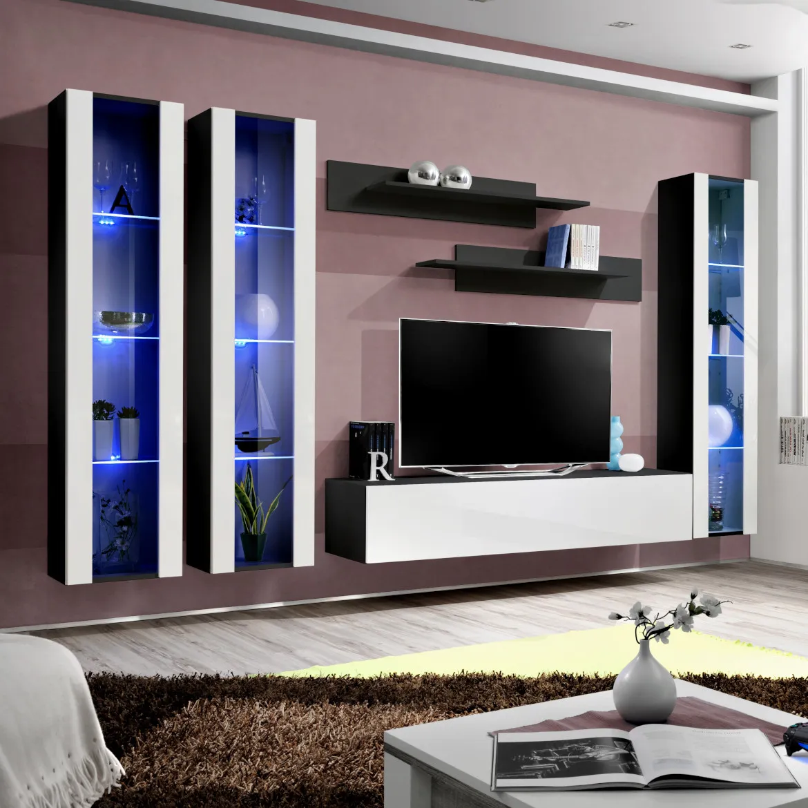 Regal  Fly C2 280x40x170 cm bela/crna