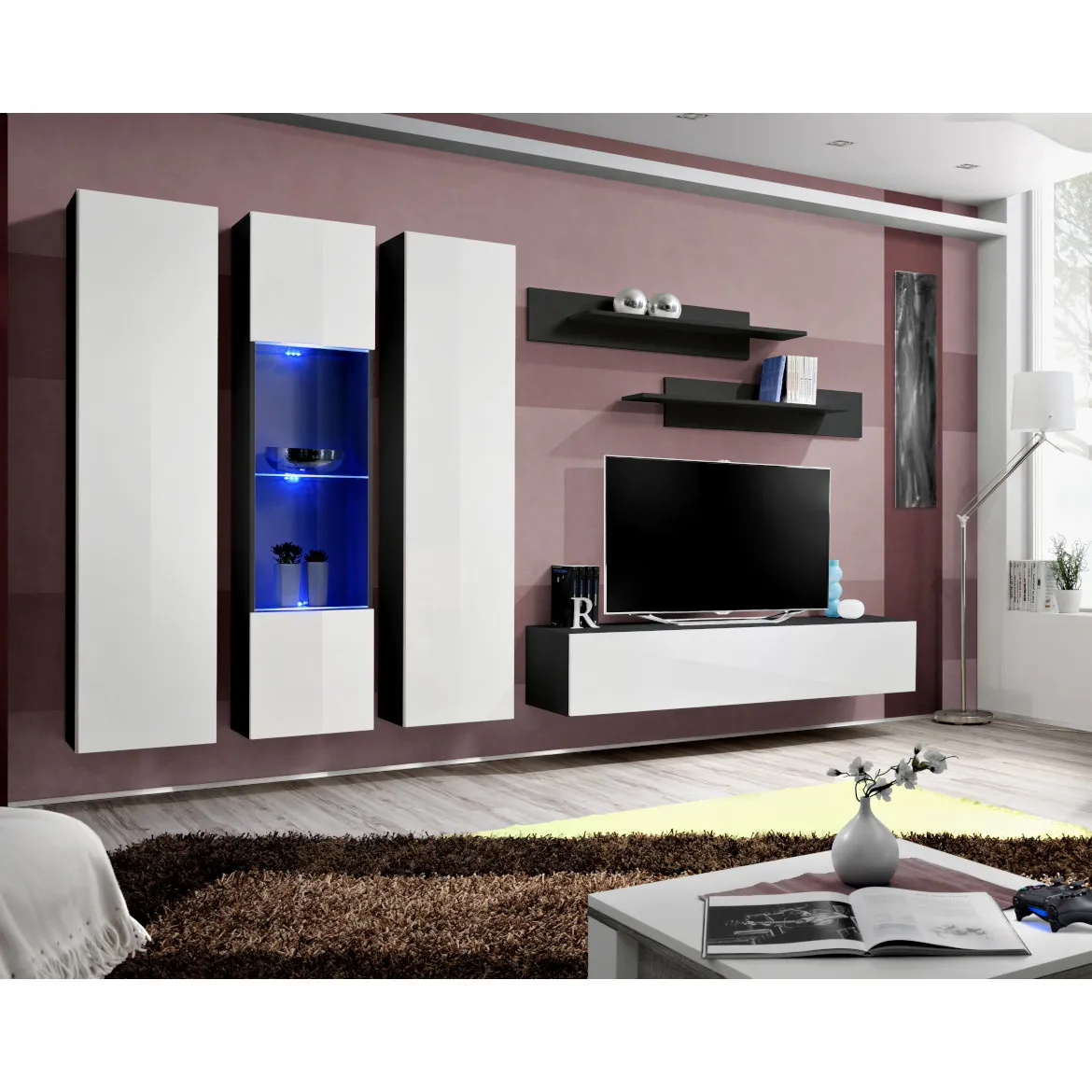 Regal  Fly C5 280x40x170 cm bela/crna