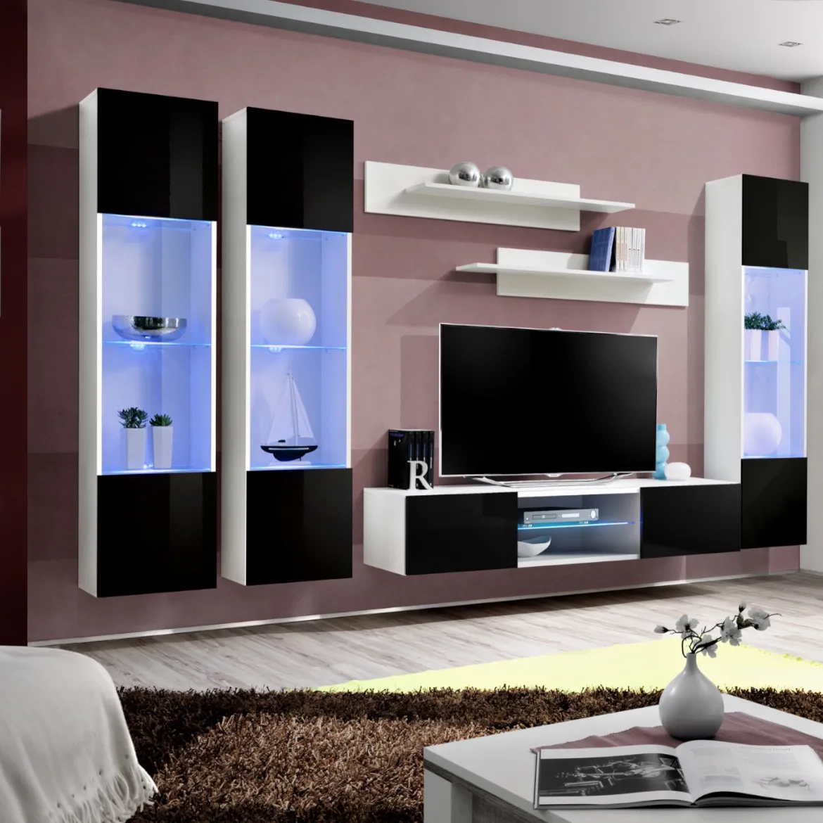 Regal  Fly P3 280x40x170 cm crna/bela