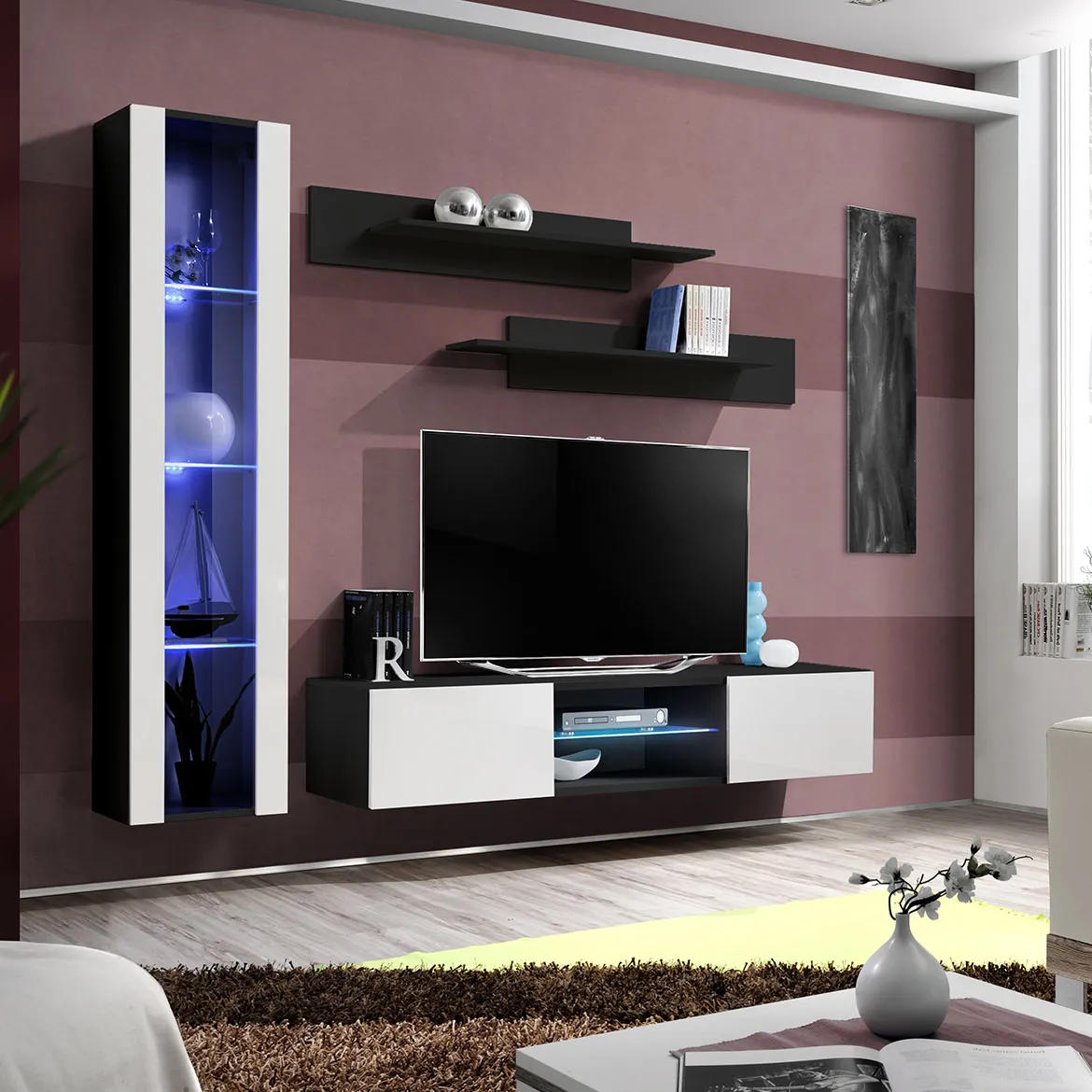 Regal  Fly R2 200x40x170 cm bela/crna