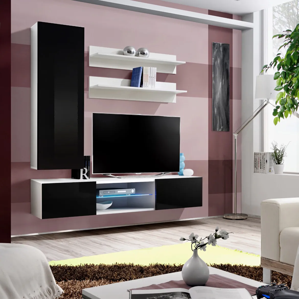 Regal  Fly S1 160x40x170 cm crna/bela