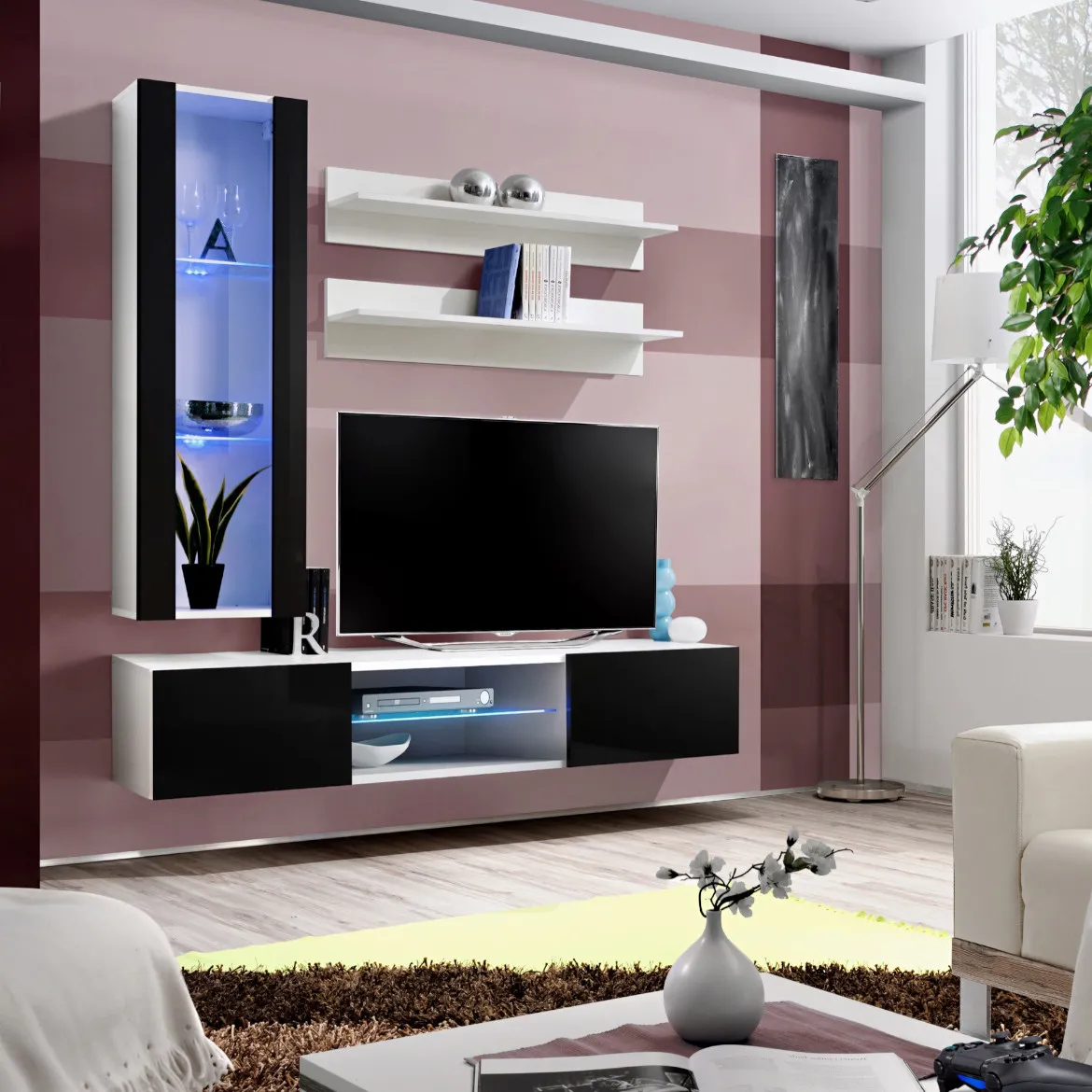 Regal  Fly S2 160x40x170 cm crna/bela