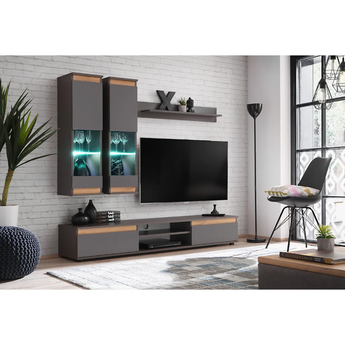 Regal  Modo 175x37x150 cm siva/natur