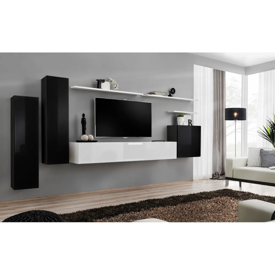 Regal  Switch I 330x40x160 cm crna/bela