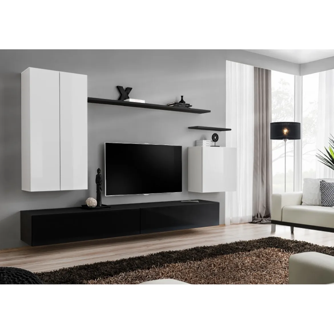 Regal  Switch II 270x40x160 cm bela/crna