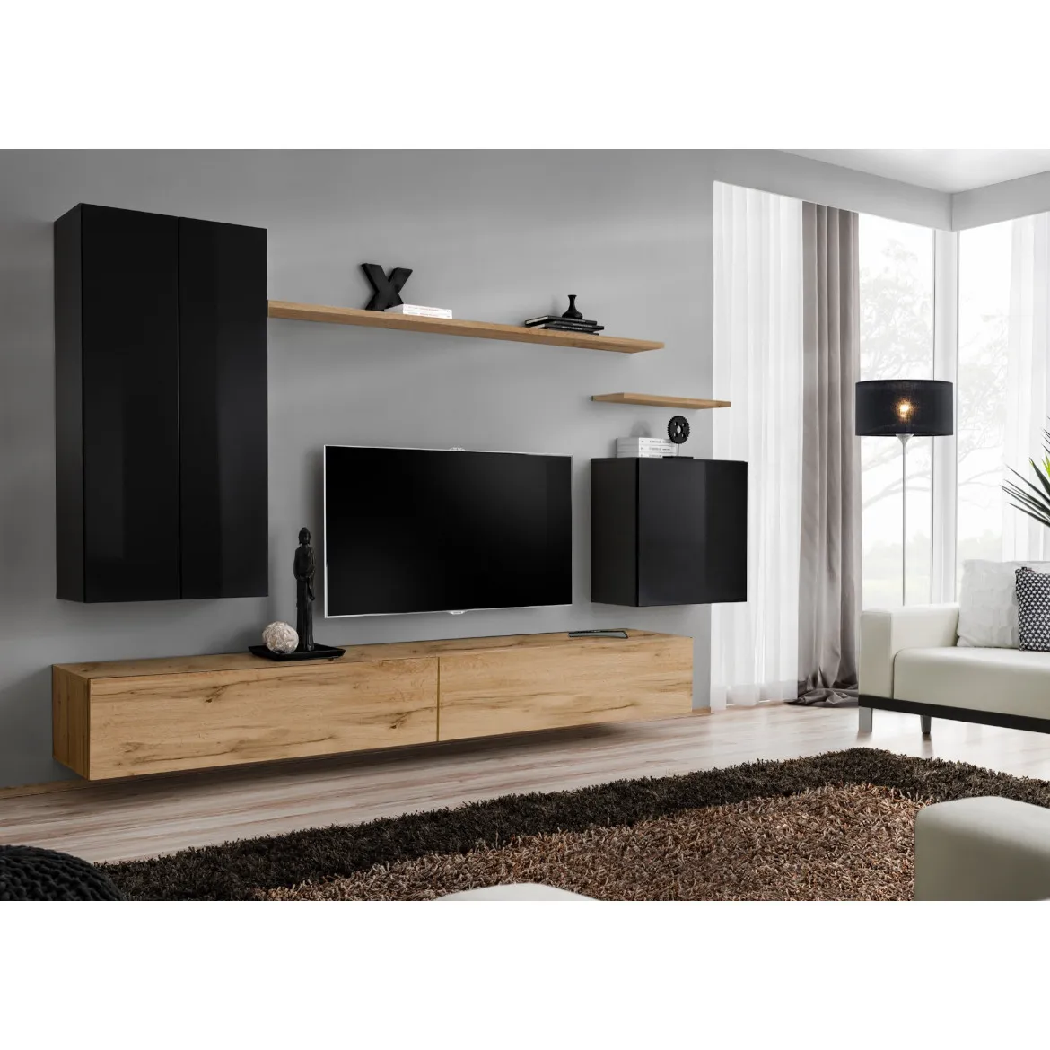 Regal  Switch II 270x40x160 cm crna/natur