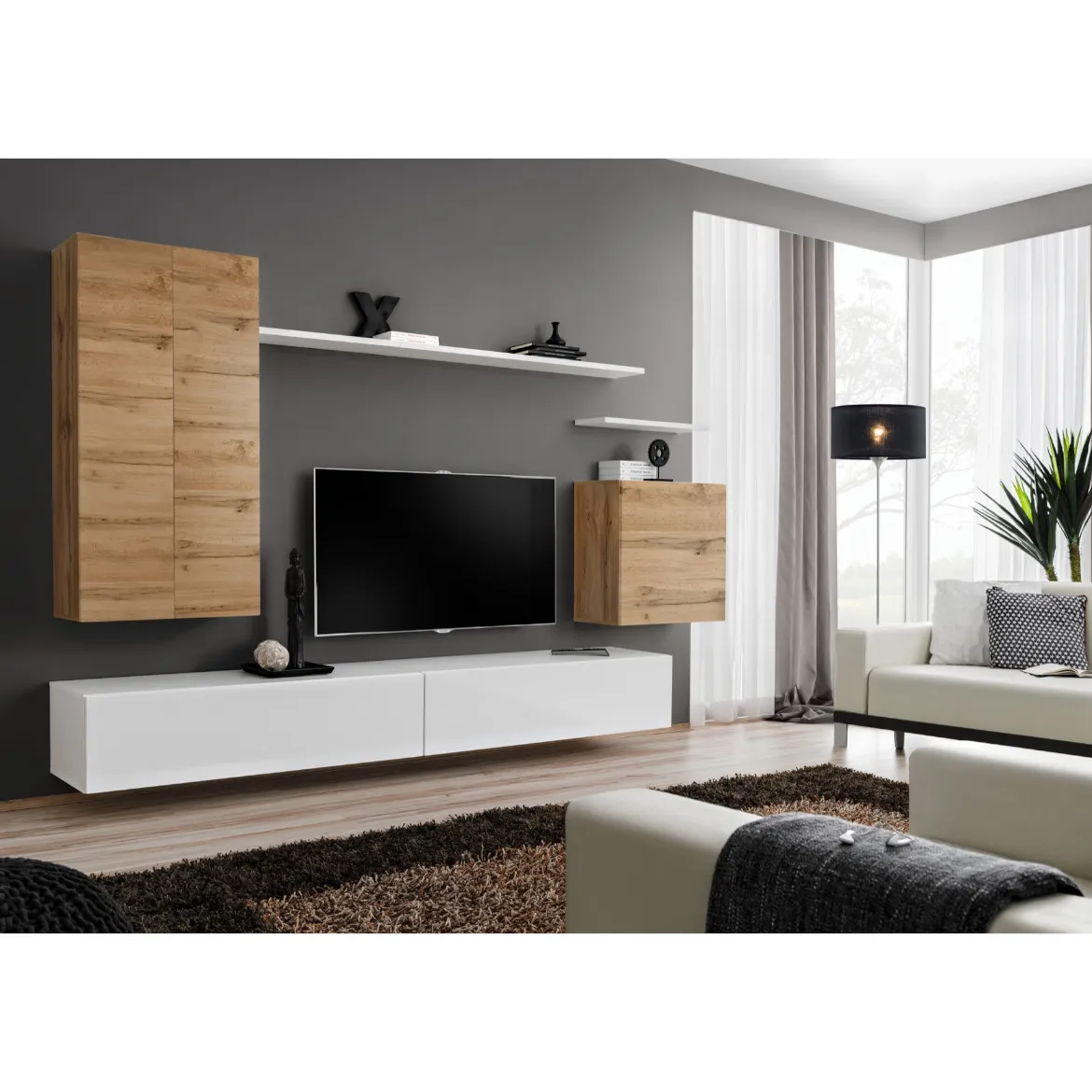 Regal  Switch II 270x40x160 cm natur/bela