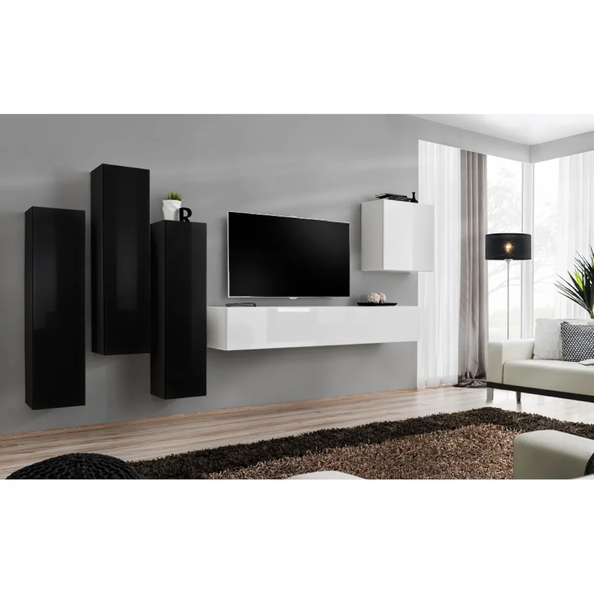 Regal  Switch III 330x40x160 cm crna/bela