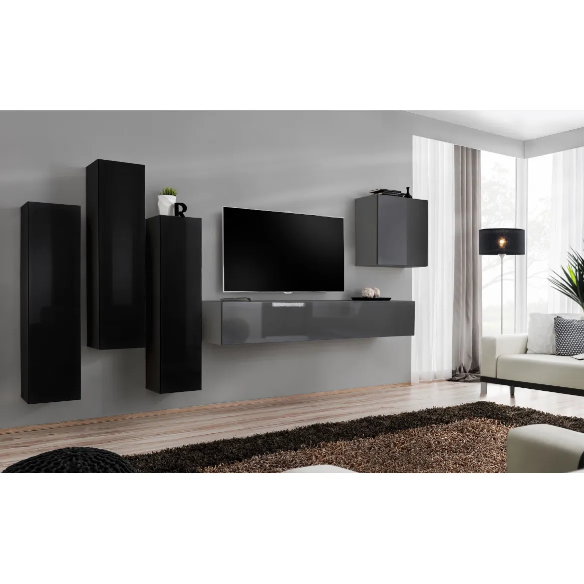 Regal  Switch III 330x40x160 cm crna/siva
