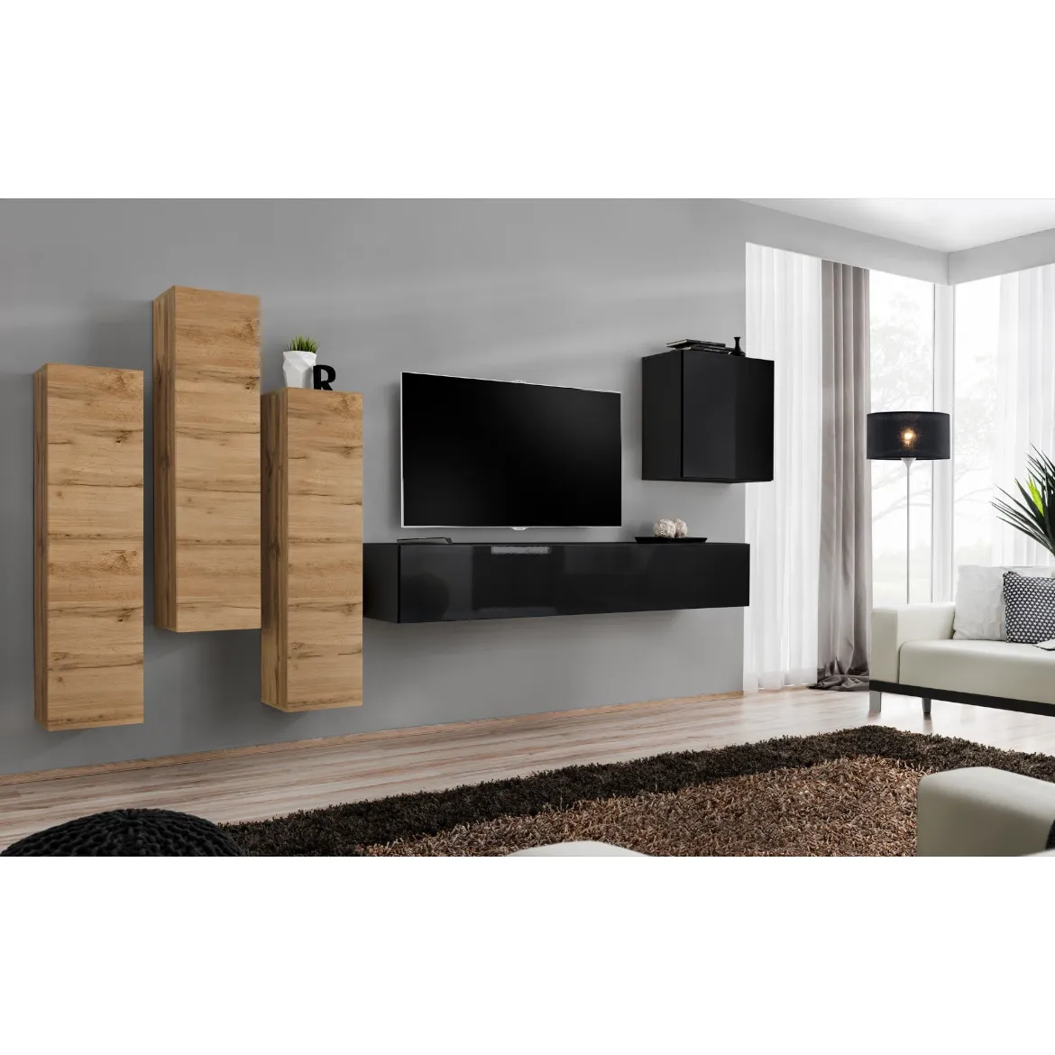 Regal  Switch III 330x40x160 cm natur/crna