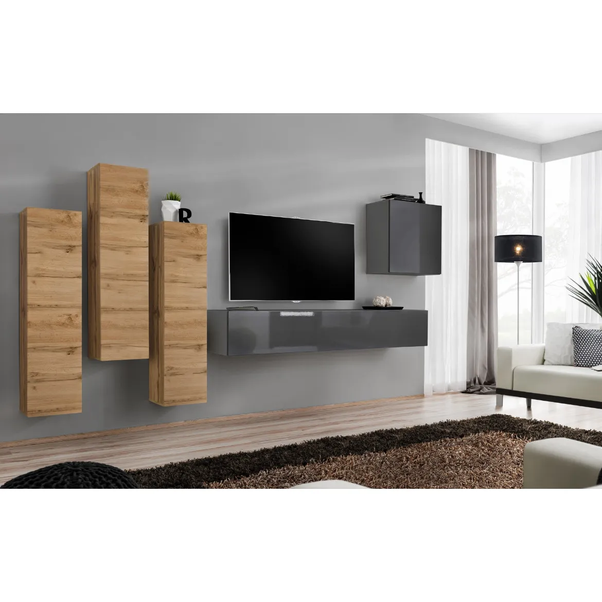 Regal  Switch III 330x40x160 cm natur/siva