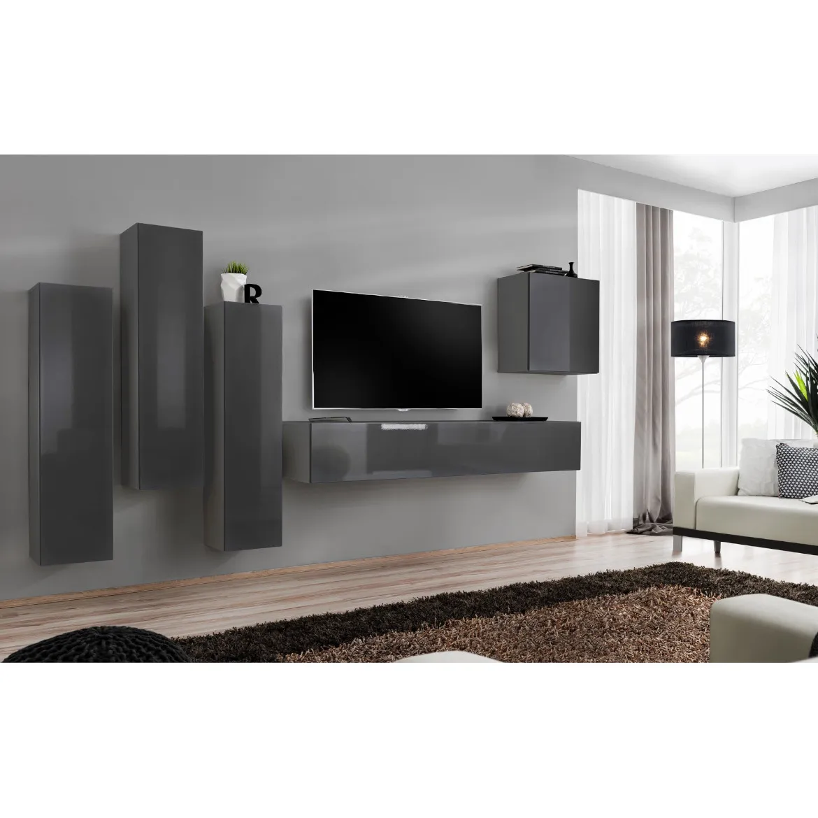 Regal  Switch III 330x40x160 cm siva