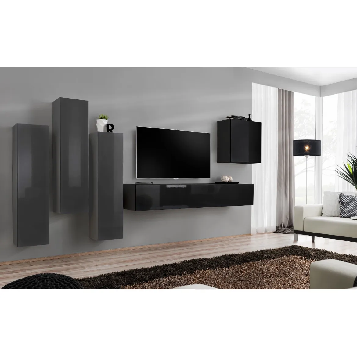 Regal  Switch III 330x40x160 cm siva/crna