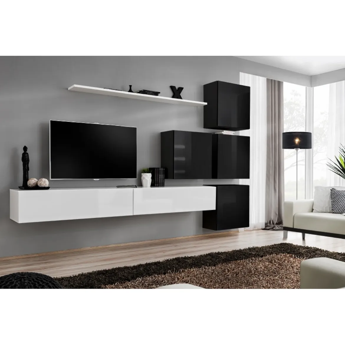 Regal  Switch IX 280x40x180 cm bela/crna