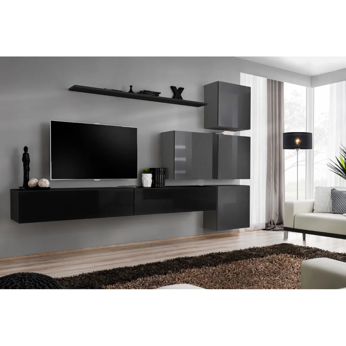 Regal  Switch IX 280x40x180 cm crna/siva