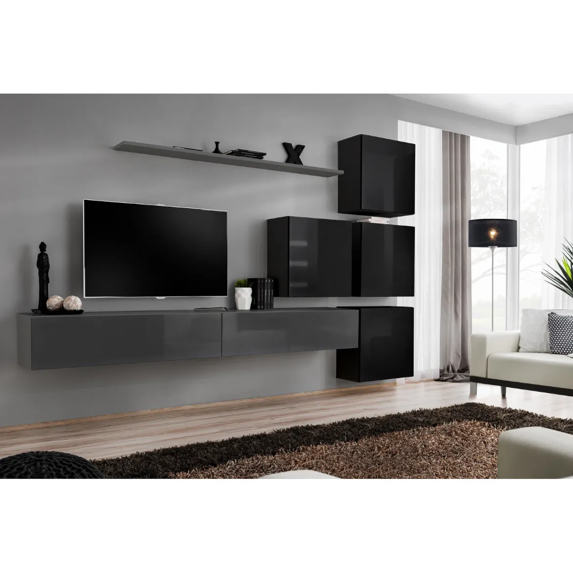 Regal  Switch IX 280x40x180 cm siva/crna