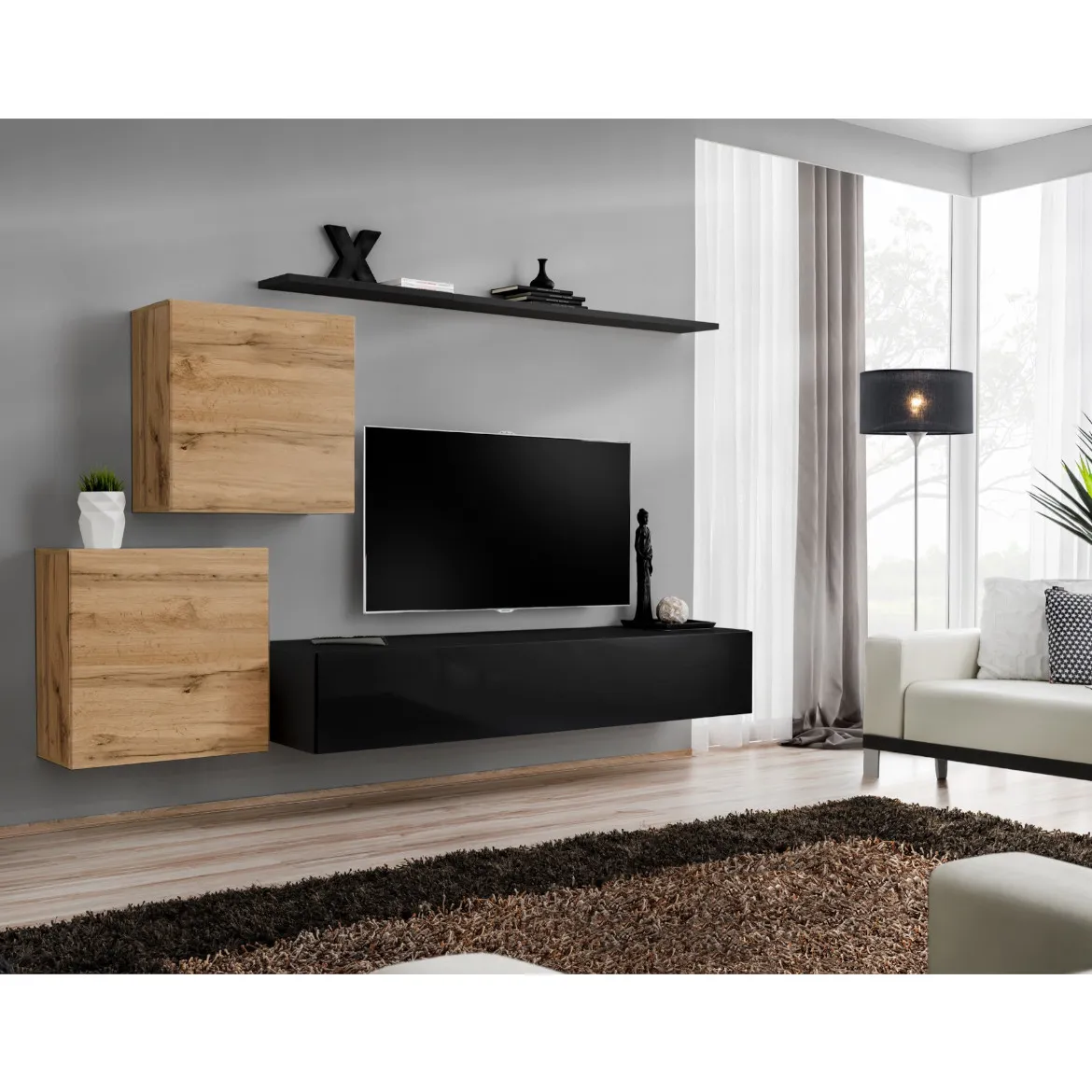 Regal  Switch V 250x40x150 cm natur/crna