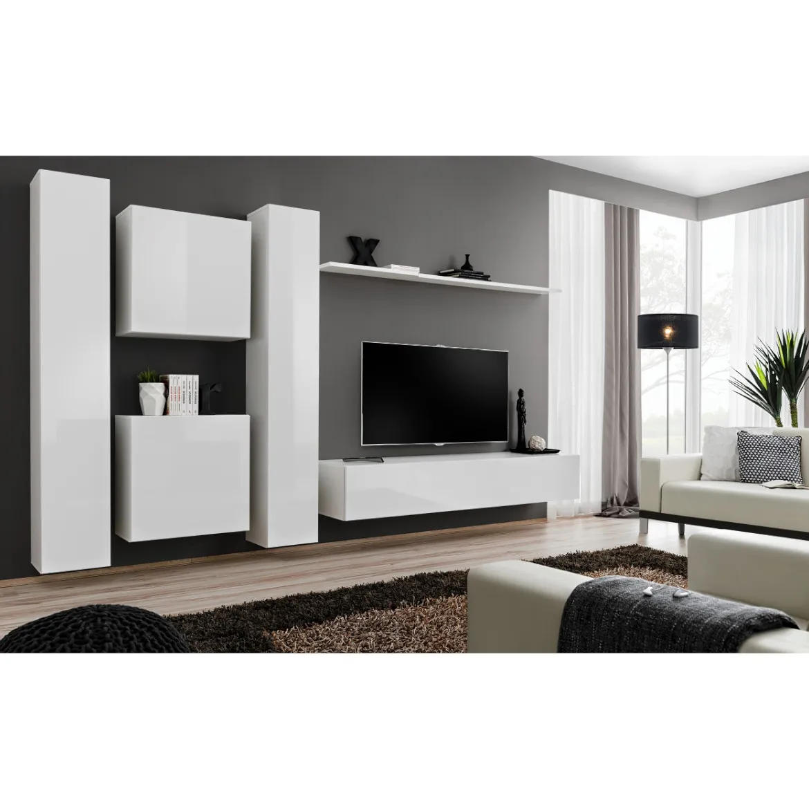 Regal  Switch VI 330x40x180 cm bela