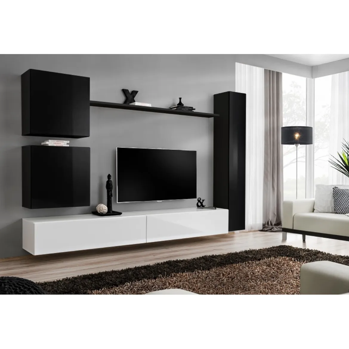 Regal  Switch VIII 280x40x180 cm crna/bela