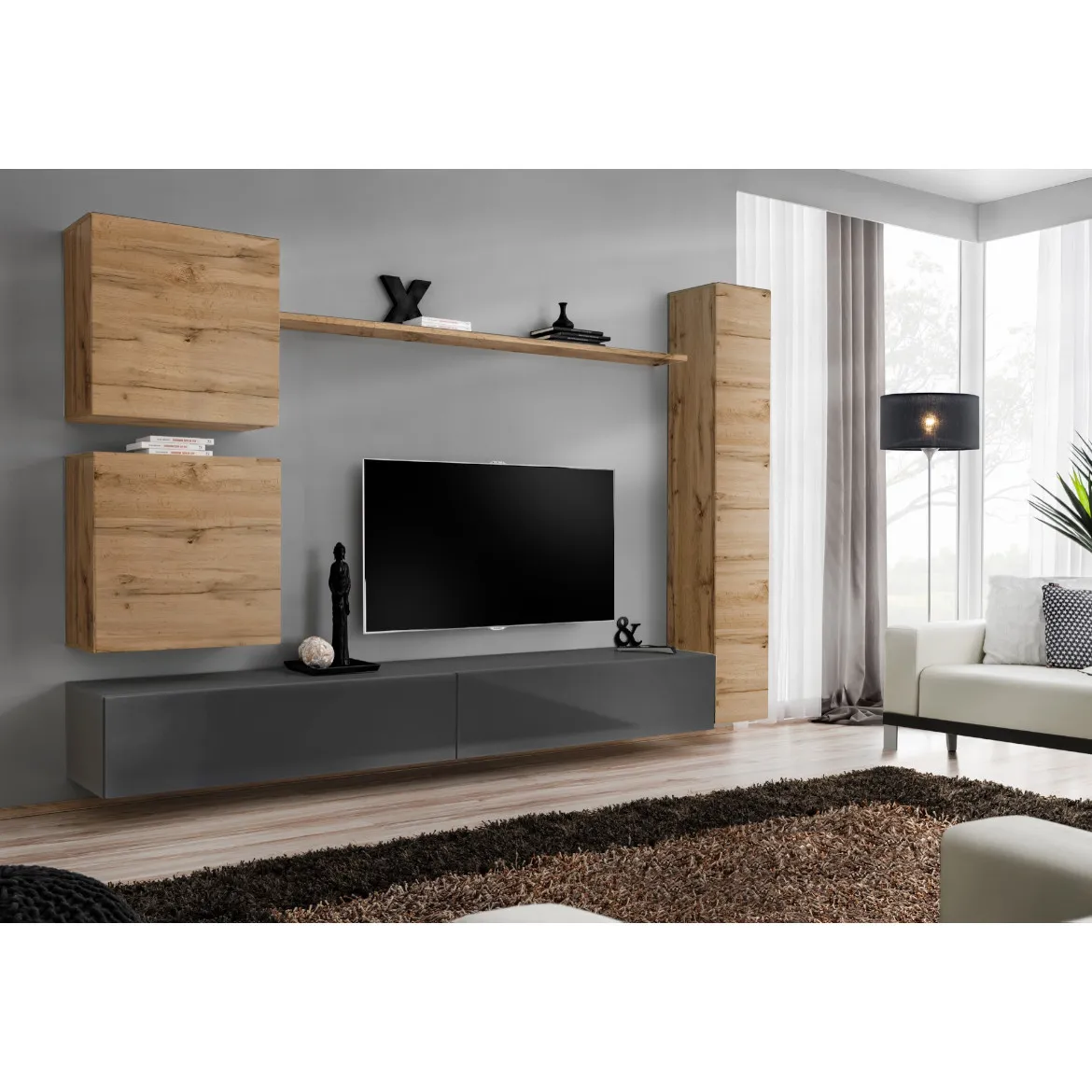 Regal  Switch VIII 280x40x180 cm natur/siva