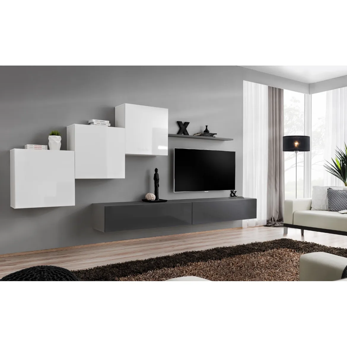 Regal  Switch X 330x40x160 cm bela/siva