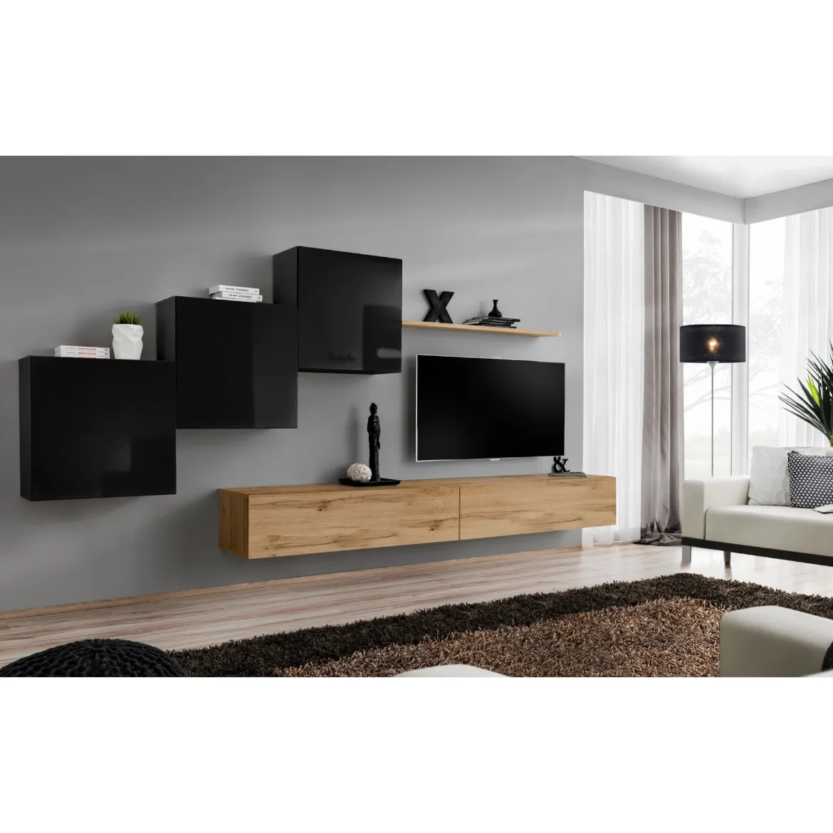 Regal  Switch X 330x40x160 cm crna/natur
