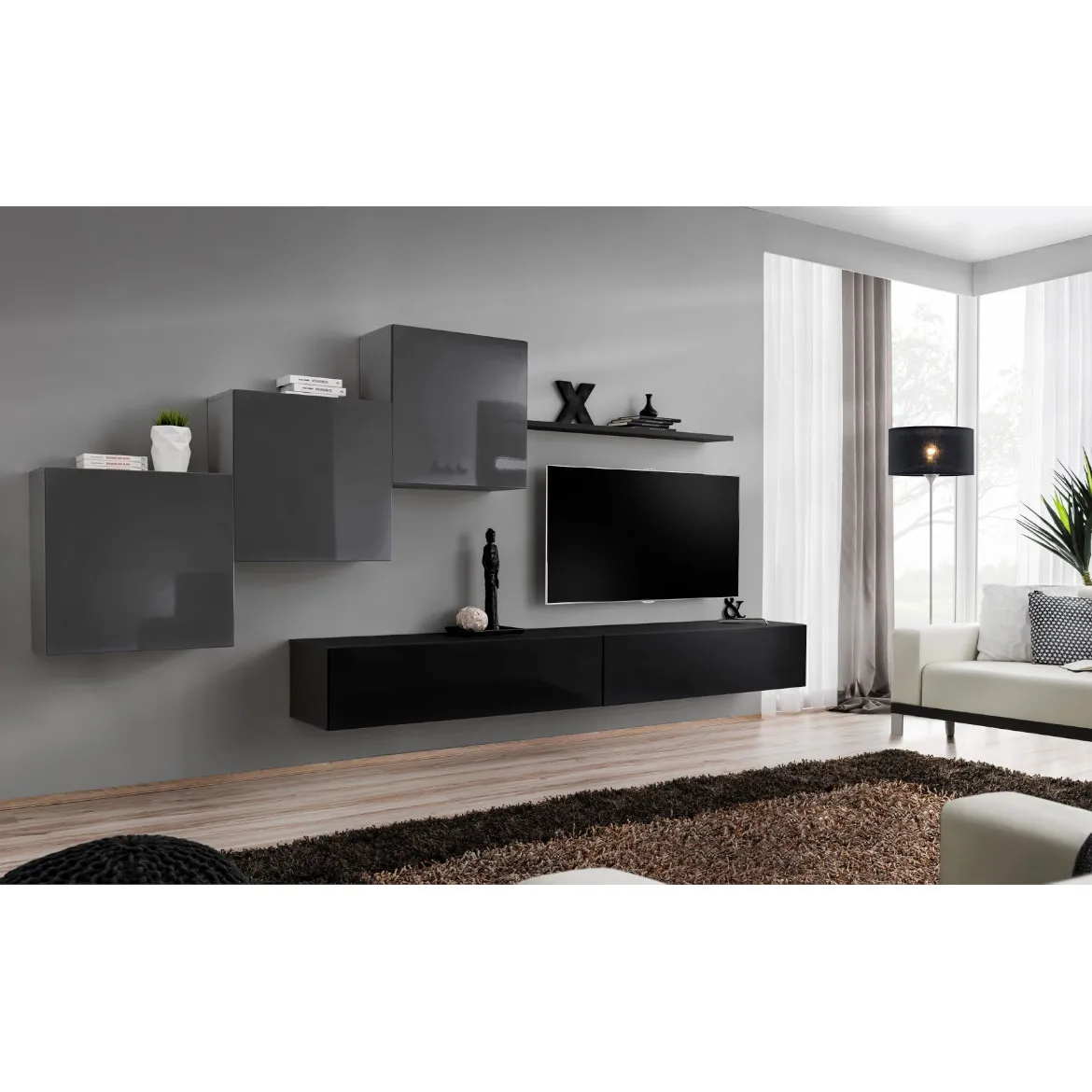 Regal  Switch X 330x40x160 cm crna/siva