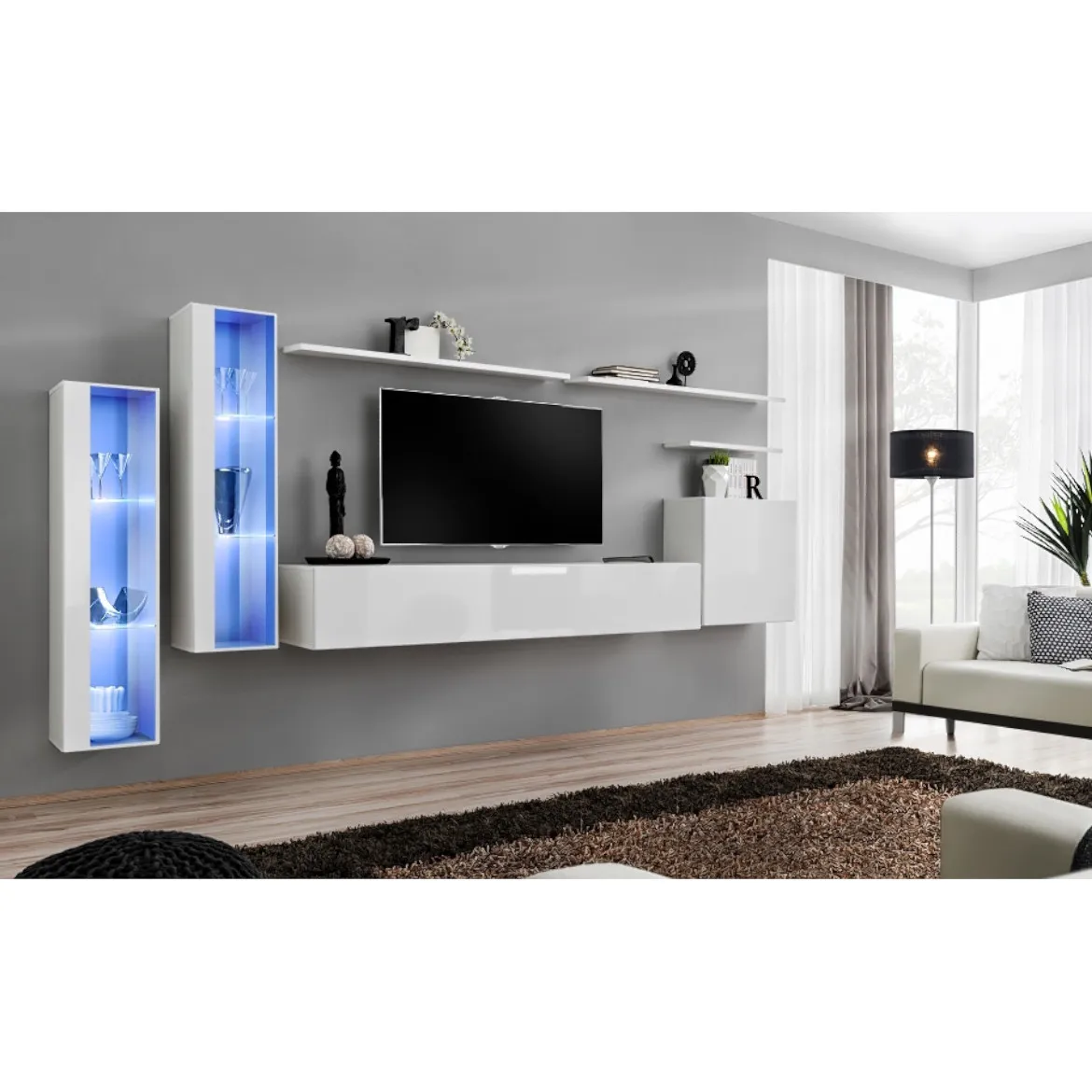 Regal  Switch XI 330x40x160 cm+LED bela