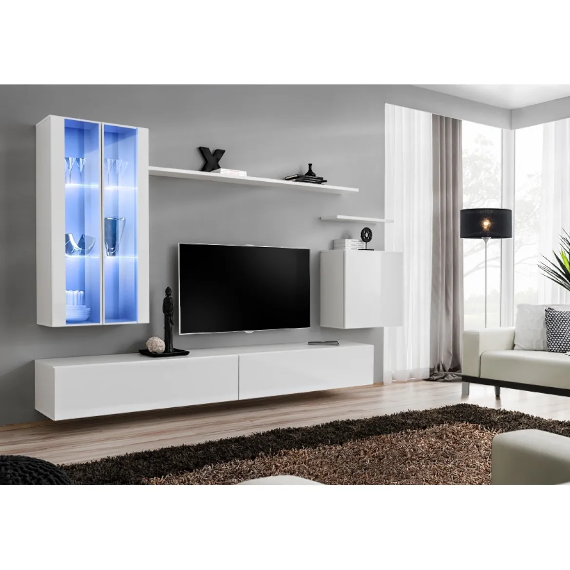Regal  Switch XII 270x40x160 cm+LED bela