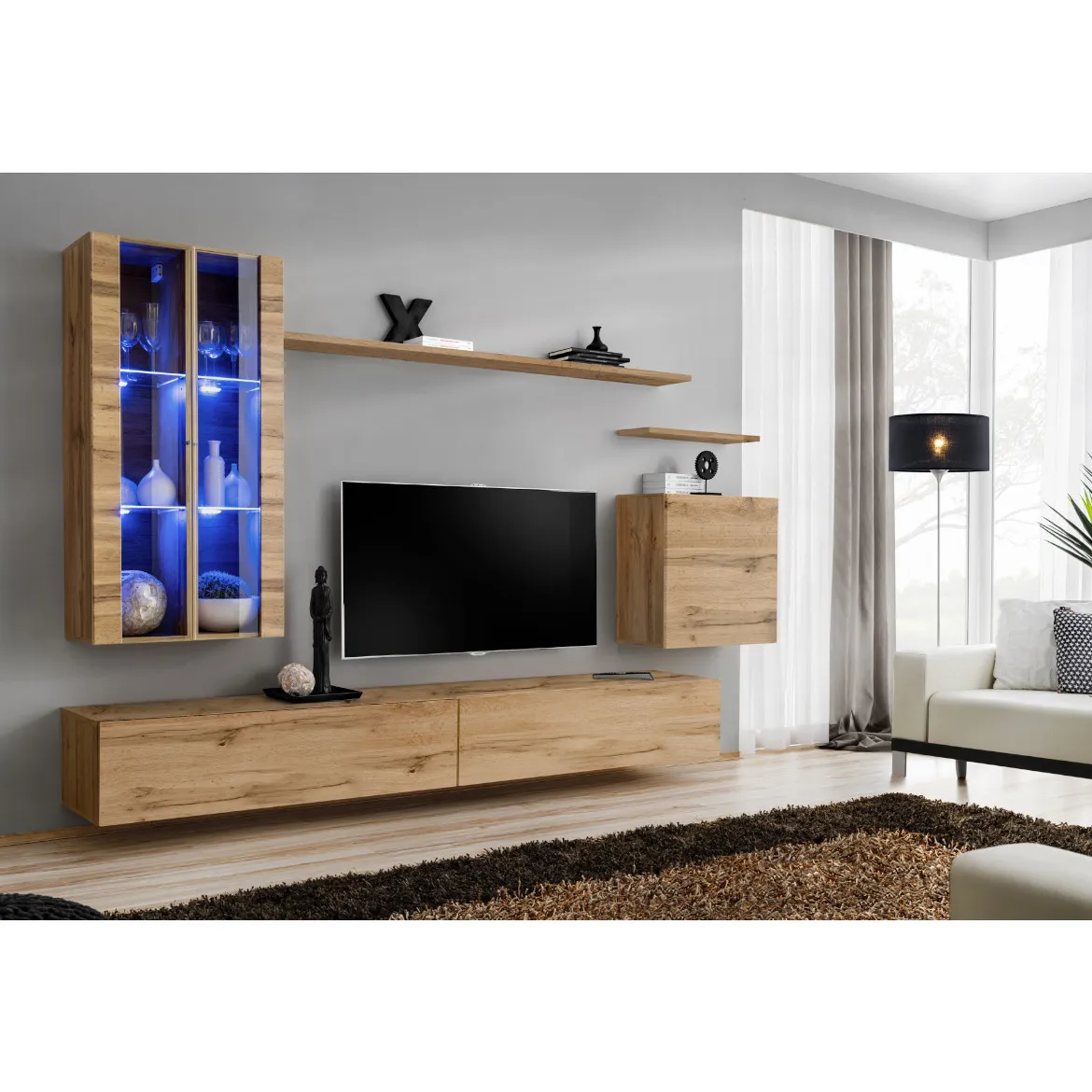 Regal  Switch XII 270x40x160 cm+LED natur
