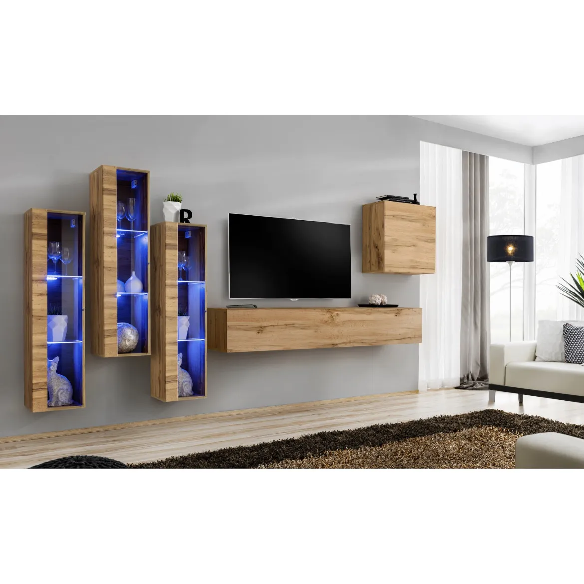 Regal  Switch XIII 330x40x160 cm+LED natur