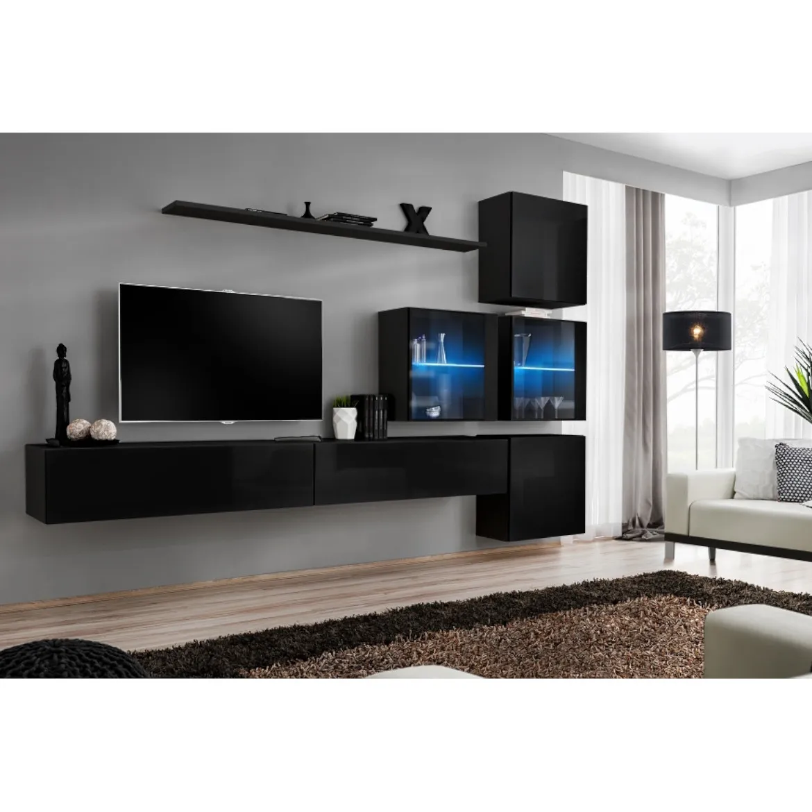 Regal  Switch XIX 280x40x180 cm+LED crna