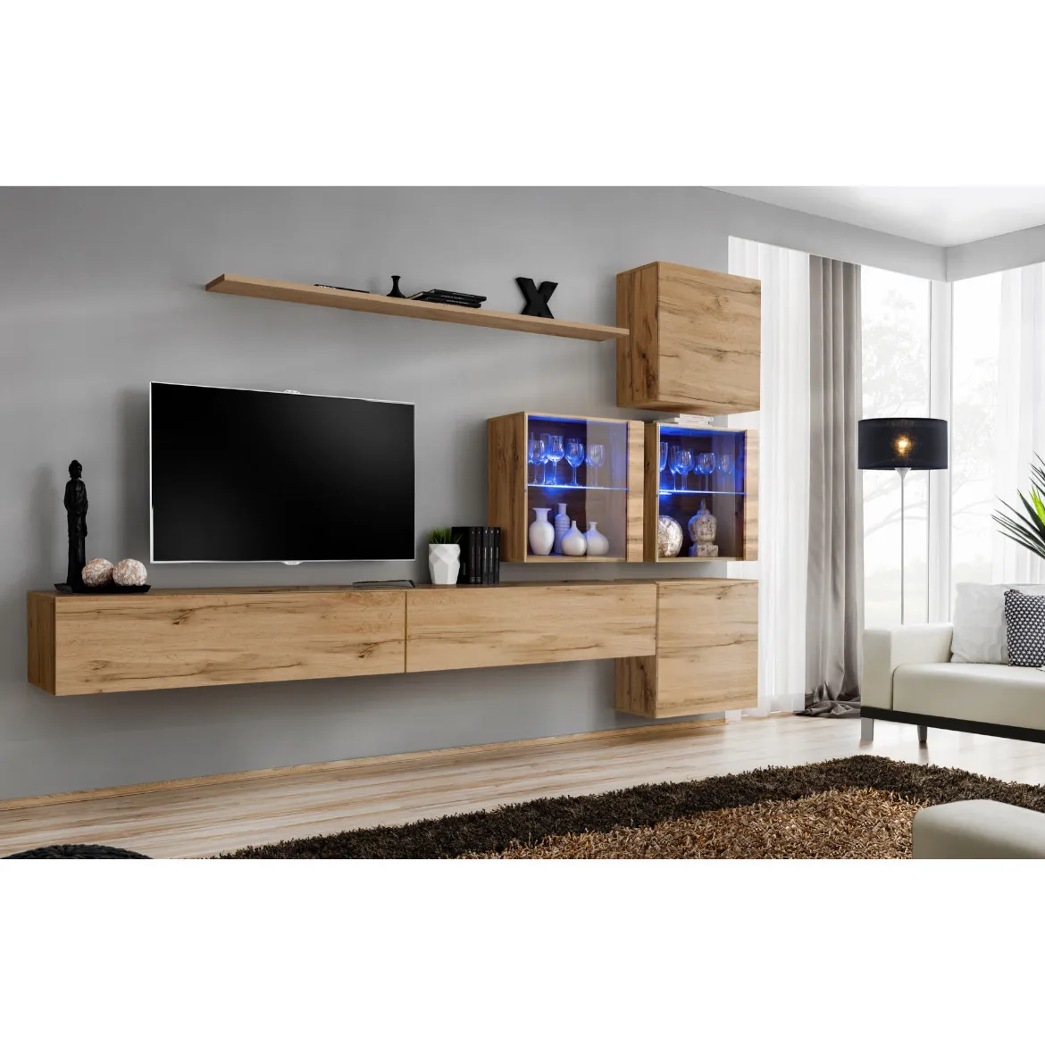 Regal  Switch XIX 280x40x180 cm+LED natur