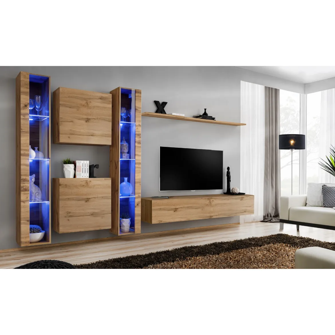Regal  Switch XVI 330x40x180 cm+LED natur