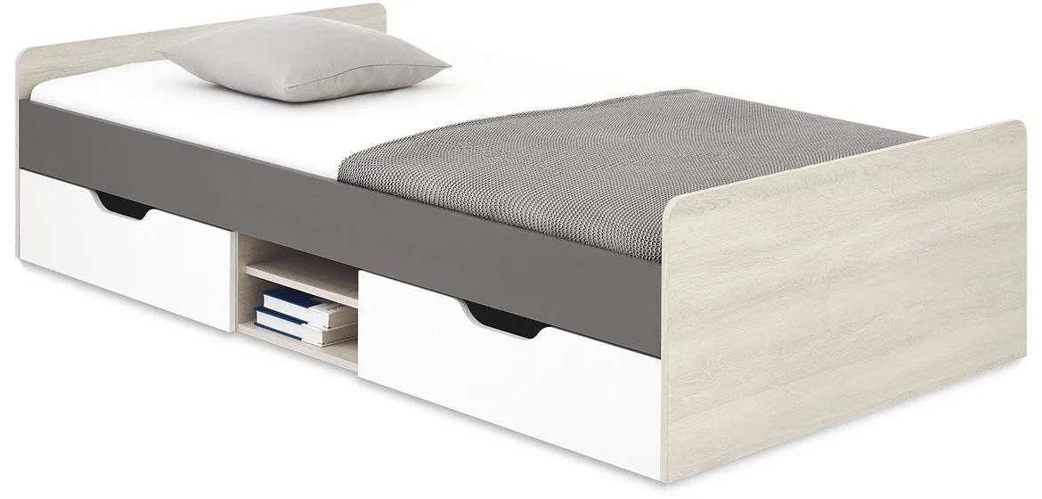 Remo RM16 krevet sa podnicom 124x204x50 cm beli/tamno sivi