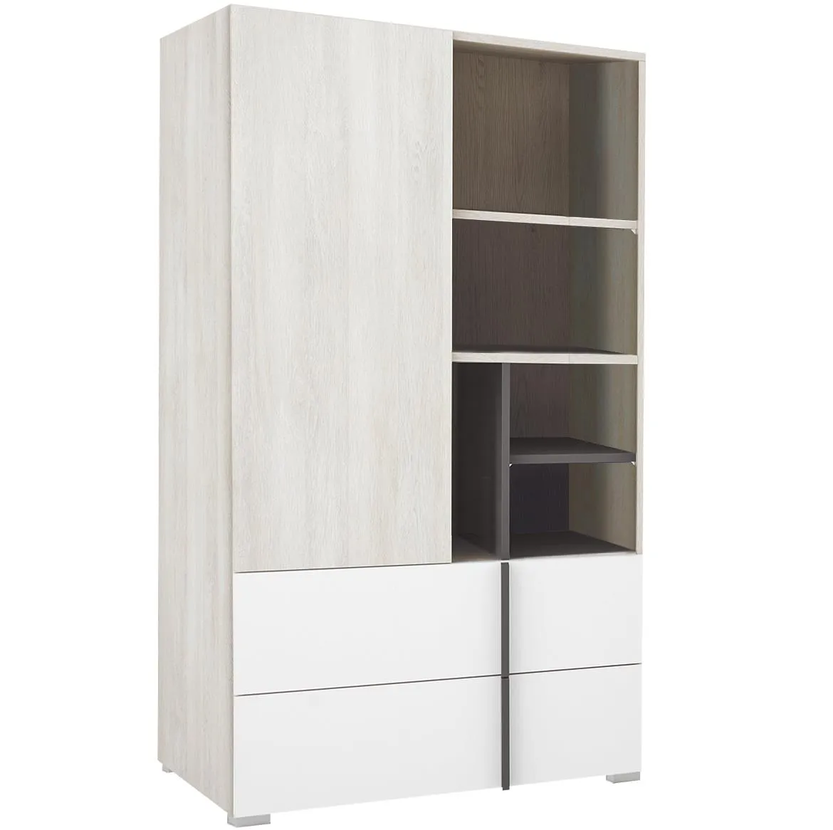 Remo RM6 polica 1 vrata+2 fioke+5 otvora 80x43x135 cm bela/tamno siva